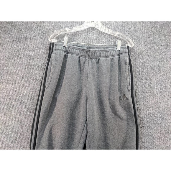 Adidas Athletic Sweatpants Size L Gray Black Stripes 15.5W 27.5 Inseam - Picture 3 of 11